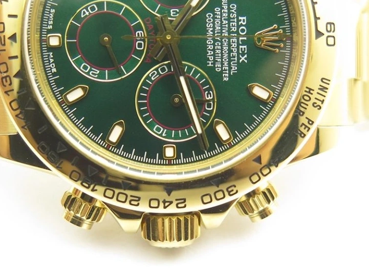 Plated YG 904L 1:1 116508 And SS Case Bracelet Green Clone Edition Dial Best Super A4130 ARF Daytona 0414